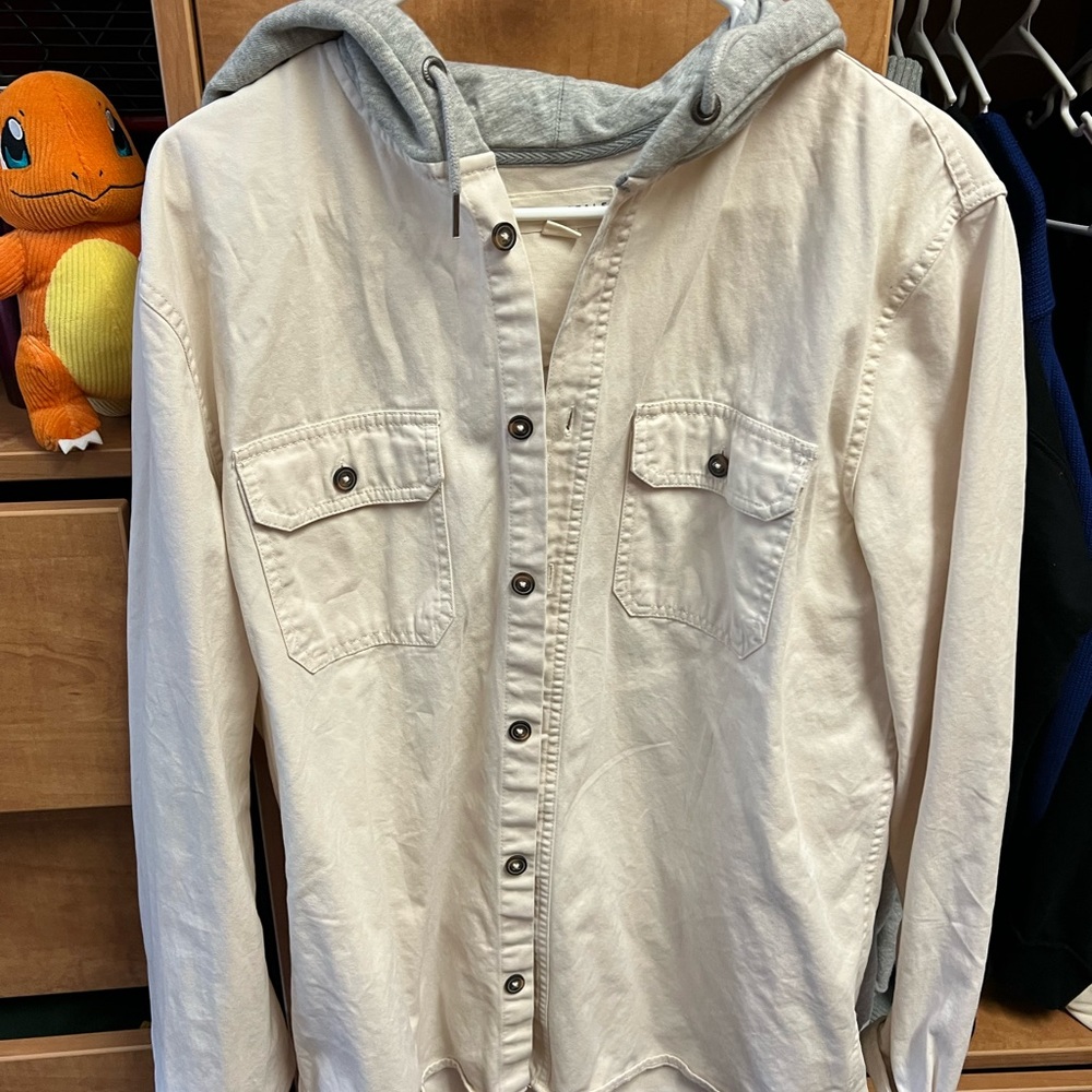 Cream Aeropostale Button up Jacket. It’s warm, fits well, easy to style.